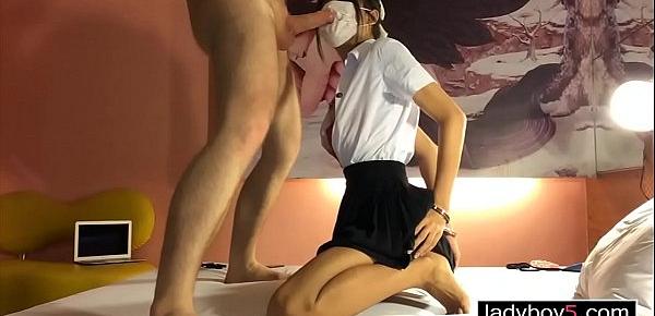  Young ladyboy with a medical mask fucked in the ass